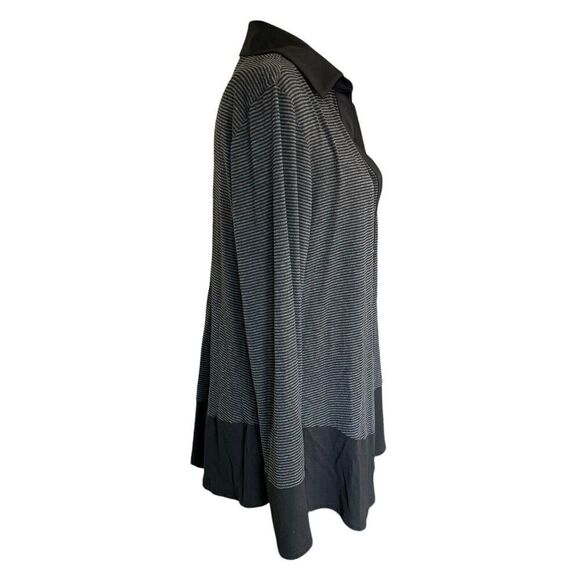Yansi Fugel Women's Sweater Button Up Striped Black V-neck Stretch Sz XL - Picture 4 of 9